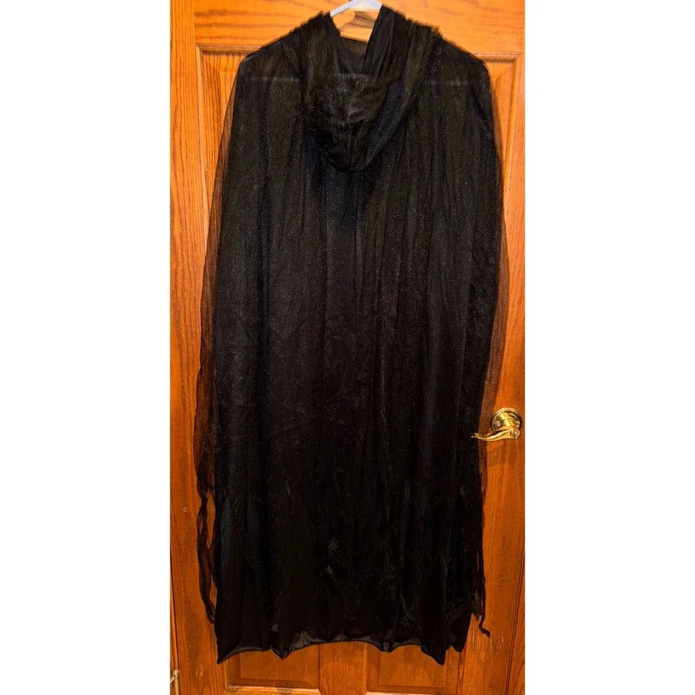 Hooded Cape Deluxe Black Mesh Adult Halloween Cosplay Unisex One Size costume